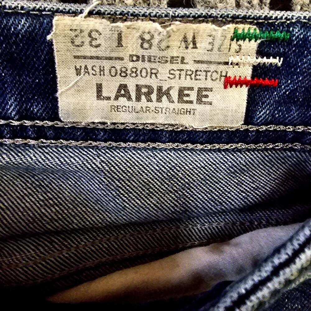 Diesel Men's Distressed Blue Jeans 28x32 Straight Fit Larkee Wash 0808R Stretch - Picture 7 of 16